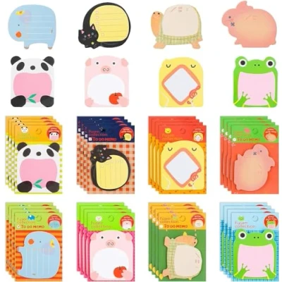 Immagine di Mini Notes Adesive Animali 640 Fogli 32 Block Blocchetti Memo Colorate Adesivi 8 Stili di Carini Sticky per Festa Ufficio Scuola Frigoriferi, Regali Bambini