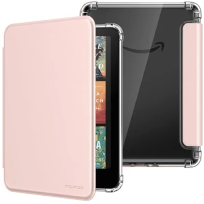 Immagine di MoKo Custodia Compatibile con Kindle Paperwhite da 7 Pollici 12a Generazione 2024, Cover Leggera per eBook Reader in TPU Morbido Auto Sveglia/Sonno, Oro Rosa