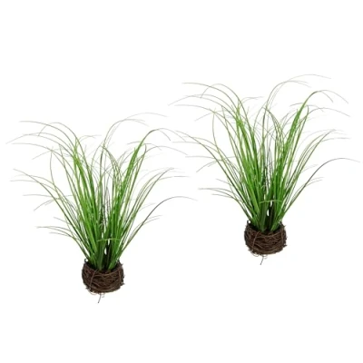 Immagine di erba artificiale nel cespuglio di erba, artificiale, ornamentale, piante verdi, ciuffo solitaria, decorazione per piante, 30 cm