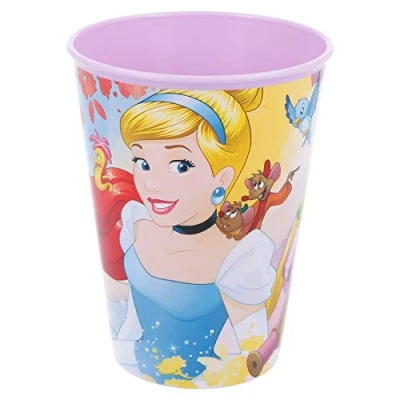 Immagine di Bicchiere in Plastica per Bambini con Grafica Disney Princess da 260 ml, Riutlizzabile e Lavabile, senza BPA, non adatto al microonde