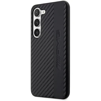 Immagine di Custodia AMG AMHCS23MBLSCA S23+ S916 rigida in carbonio a strisce ed embossed