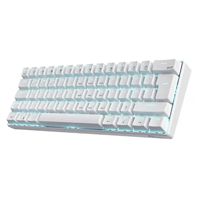 Immagine di RK ROYAL KLUDGE RK61 DE 60% Bluetooth/cablata/2.4 GHz tastiera meccanica senza fili, 61 tasti, interruttore rosso sostituibile a caldo, da gioco per Win/Mac, bianco, layout tedesco QWERTZ