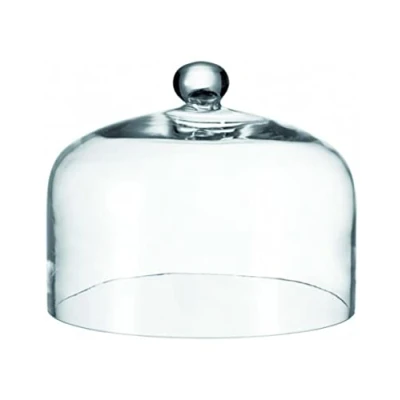 Immagine di Leonardo Cupola 042619 Campana con bottone, altezza 22 cm, diametro 29 vetro trasparente realizzato a mano