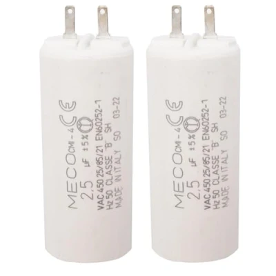 Immagine di 2 Condensatore 2,5 μF speciale tapparella SOMFY cilindrico a due capicorda 2,8 mm tipo faston per riparazione tapparelle Alta qualità lunga durata Fondo piatto 450 V