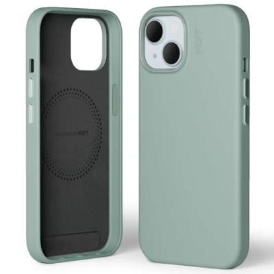 Immagine di MOFT Custodia Magnetica per iPhone 15 Compatibile con MagSafe, Telefonica in Pelle Vegana MOVAS, Touch Sensation, Resistente a Graffi e Macchie, Facile da Pulire, Verde Lago
