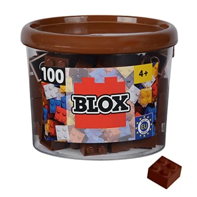 Immagine di Simba 104114533 Blox, 100 mattoncini marroni per bambini dai 3 anni, 4 blocchi, in latta, completamente compatibili con molti altri produttori