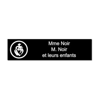 Immagine di Targhetta incisa per nome e numero cassetta delle lettere vendée autoadesiva, 10 x 2,5 cm, personalizzata da 1 a 3 righe, colore: Nero
