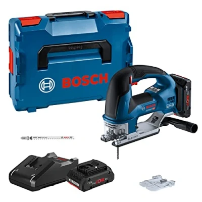 Immagine di Bosch Professional 18V System Seghetto altern. a Batteria GST 155 BC (con Impugnatura Staffa, Motore Brushless, Batterie 2x4.0 Ah ProCORE, caricabatt. GAL 40, 2 Lame segh. alt., L BOXX 136)