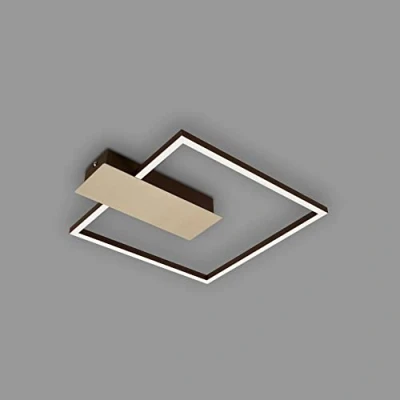 Immagine di Briloner plafoniera a LED dimmerabile in 3 fasi, funzione memory, colore della luce bianco caldo, angolare, marrone oro, 375x320 mm