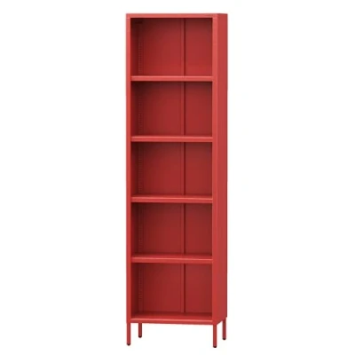 Immagine di Jan Nowak Libreria da Parete in Metallo MARIO Mobile Industriale con 4 Ripiani Regolabili (4 x 30 kg) e Montaggio a Scaffale Scintillante 50 180 35 cm Rosso