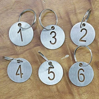 Immagine di Sourcemall, Targhette numerate con portachiavi, rotonde, in acciaio inossidabile (1 10)