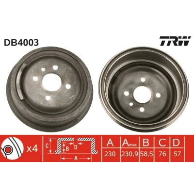 Immagine di TRW DB4003 Freni a Tamburo 273 OPEL: Kadett E Caravan, B Coupe