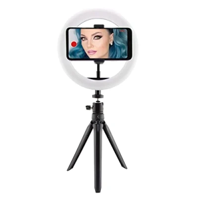 Immagine di KSIX Anello di luce treppiede da tavolo regolabile LED per cellulare, 3 temperature e 10 intensità luminosità. Ring Light TIK Tok, Fotografia, Selfie