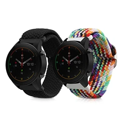 Immagine di kwmobile 2X Cinturino Nylon Compatibile con Xiaomi Mi Watch Color Sport / S1 Active Set Cinturini Fibbia 19 20 cm Nero/Multicolore