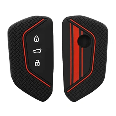 Immagine di kwmobile Custodia Coprichiave Compatibile con VW Golf 8 3 tasti Cover Copritelecomando Chiave Auto Copri Chiavi Macchina Strisce Rally