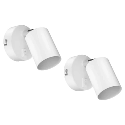 Immagine di ledscom.de 2 pezzi Applique WAIKA, interruttore, bianco opaco, rotondo, 1x GU10 max. 60W