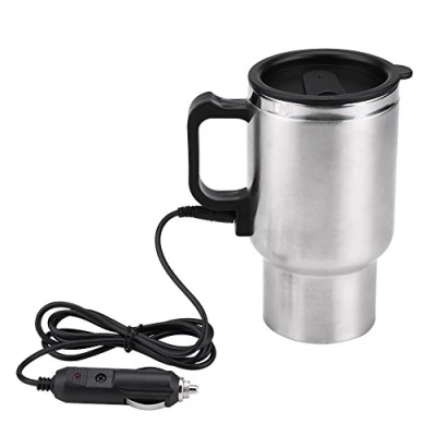 Immagine di Tazza elettrica per auto, riscaldante Bollitore elettrico acqua, 12V 450ml da viaggio in acciaio inossidabile auto caffè Tè