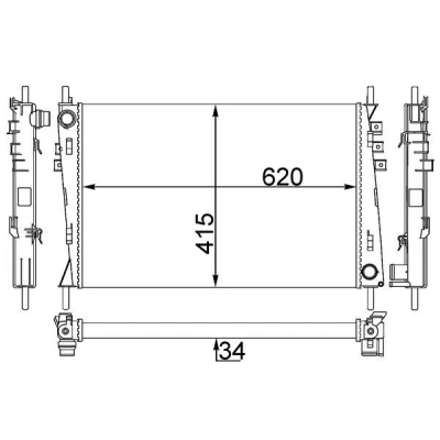 Immagine di MAHLE ORIGINAL CR 1348 000S Radiatore motore 620 415 34 Alette di raffreddamento montate meccanicamente JAGUAR: X Type Sedan, Station Wagon