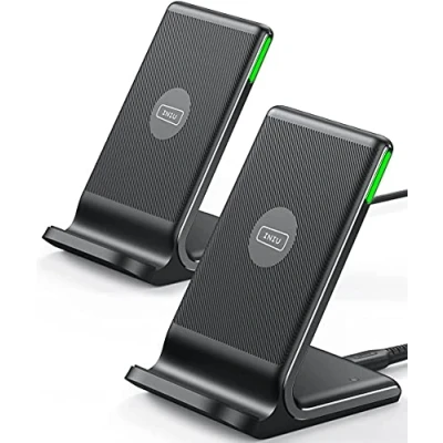 Immagine di INIU Caricatore Wireless, [2 Pezzi] 15W Qi Certificato Ricarica Rapida Supporto di Wireless con Luce adattiv per iPhone 13 12 Pro XR X Samsung Galaxy S21 S20 Airpods Xiaomi Huawei ecc.