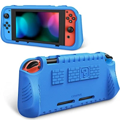 Immagine di FINTIE Cover Compatibile con Nintendo Switch Modello OLED 7.0&quot; 2021 2 Titolari per Schede di Gioco [Antiurto] Portatile Custodia Protettiva Maniglie Ergonomiche Case, Blu Scuro