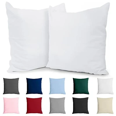 Immagine di Dreamzie Federe 50x50 Cotone Rinforzato (Set da 2) Bianco Trama Fitta a 57 Fili/cm² Cuscini cm Cuscino Certificate Oeko Tex