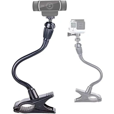 Immagine di Smatree Ajustable Jaws Flessibile Morsetto Supporto con 13,4&quot; Extension per GoPro Hero 11/10/9/8/7/6/5/4/3+/3/Session/DJI OSMO Action 3, Webcam Logitech C925e C922x C922 C930e C930 C920(1/4&quot; Filo)