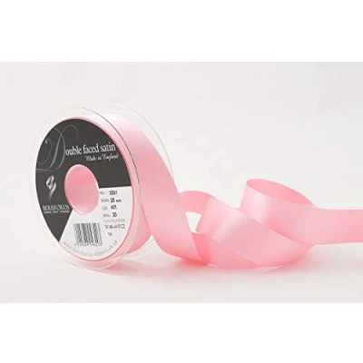 Immagine di Berisfords 3501 Nastro di Raso Double Face in Poliestere, Larghezza 25 mm, Dimensioni totali: 10,5 x 3 cm, Colore: Rosa Scuro (401)