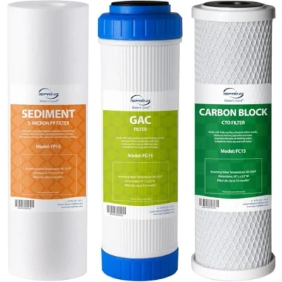 Immagine di iSpring F3 Set di Cartucce Filtro, 6 Mesi Sostituzione del Prefiltro per Sistemi ad Osmosi Inversa RO Standard, Bianco