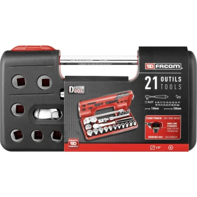 Immagine di Kit di chiavi a bussola metrico 1/2 (12.5 mm) 20 parti Facom SL.DBOX1PB