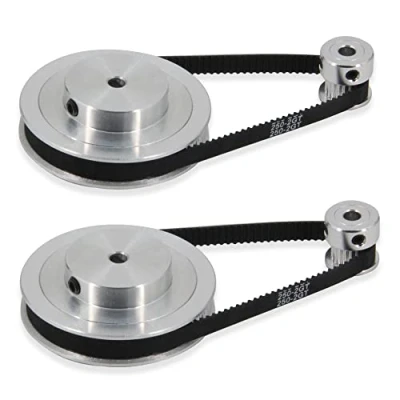 Immagine di Befenybay, 2 Kit con ruota sincrona GT2 in alluminio puleggia dentata da 20 e 80 denti foro di 5 mm, pezzi, cinghia lunga 250 mm larga 6 (20 80T 5B 6)