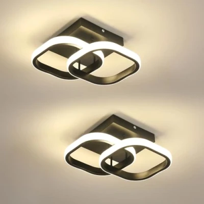 Immagine di Comely 2 Pacchi Plafoniere a LED Moderne, 24W 2700LM Lampada da Soffitto Piccola Quadrata per Cucina, Camera Letto Corridoio, Luce Naturale 4500K, Nero, 24cm