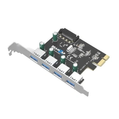 Immagine di BRAINZAP PCI Express 3.0 x1 4 porte USB 3.2 Gen1 / Scheda di espansione E PCIe PC VIA VL805