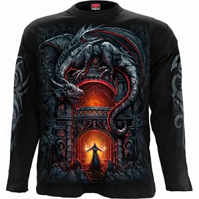 Immagine di Spiral Dragon&#039;s Lair Uomo Maglia Maniche Lunghe nero L 100% cotone Regular