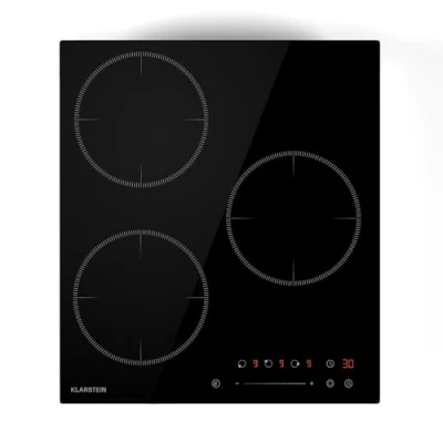 Immagine di Klarstein Delicatessa Piastra Induzione 3 Zone Fornello da Incasso, 6600W con Booster, Controllo touch a scorrimento, Timer &amp; Blocco Bambini, Vetroceramica Nera, Design Compatto 45cm
