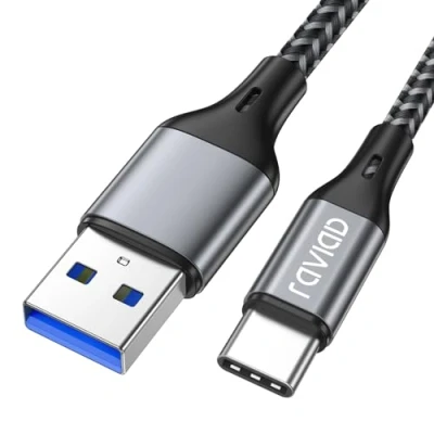 Immagine di RAVIAD Cavo USB Type C [USB 3.0, 2M], Ricarica Rapida 3A QC Tipo per Samsung Galaxy S24 S23 S22 S21 S20 S10 A71 A51 Note 20 10, P40 P30, Pixel 7, OnePlus, Realme