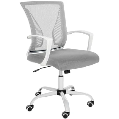 Immagine di CLP Sedia Ufficio Girevole Tracy Colorata I Scrivania Direzionale In Rete Con Braccioli Pc Imbottita, Colore:grigio chiaro, Colore del telaio:bianco