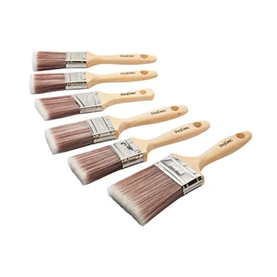 Immagine di ProDec Set di 6 pennelli sintetici Premier Trade per una pittura liscia con emulsione, lucida, satinati su pareti, soffitti, legno, metallo, 2 da 1,5, 3 x 2, 2,5 7,6 cm