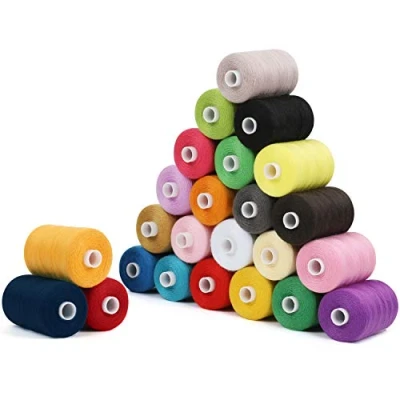 Immagine di Curtzy Set Rocchetto Filo per Macchina da Cucire Poliestere (24pz) Bobine 6 cm con 914 m di Ricamo Kit Cucito in 24 Colori a Mano e