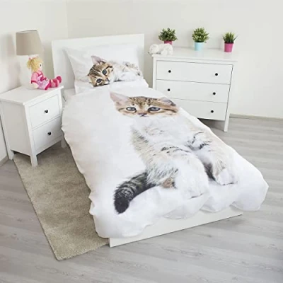 Immagine di Chat Chaton Parure da letto composto Copripiumino e Federa, in cotone, Dimensioni rispettivamente: 140 x 200 cm 70 90