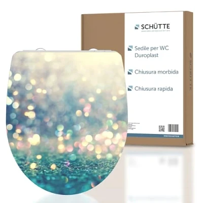 Immagine di SCHÜTTE Sedile WC MAGIC LIGHT con abbassamento automatico, coperchio motivo e chiusura rapida per la pulizia, in duroplast (carico massimo degli occhiali da sole 150 kg)