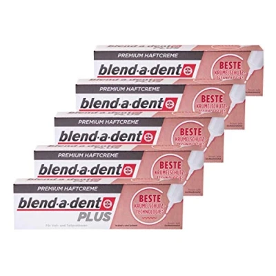 Immagine di Blend a Dent Plus Premium 5 creme adesive anti graffio, 40 g, per protesi complete e parziali