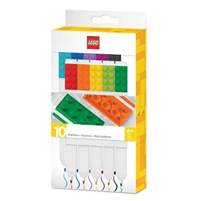Immagine di LEGO Iconic Articoli da Scrittura confezione 10: Creativo Penna a Gel Asciugatura Rapida con Piastrella Set di 10 Colori, Punta Fine 0.7 Strumento per Ufficio