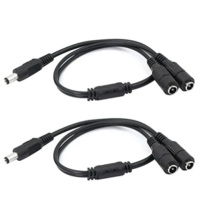 Immagine di Cavo di prolunga alimentazione CC GINTOOYUN,Cavo adattatore 5,5 mm x 2,1 da 1 maschio a 2 femmine, per telecamere sorveglianza CCTV, router sorveglianza,e altr（2PCS)