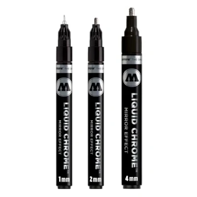 Immagine di Molotow Pennarello liquido cromato con inchiostro speciale per effetto specchio 3 pezzi 1, 2 und 4 mm Chrome