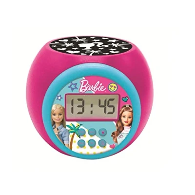 Immagine di Lexibook, Barbie, Sveglia a proiettore con funzione snooze e sveglia, luce notturna timer, schermo LCD, funzionamento batteria, rosa, RL977BB