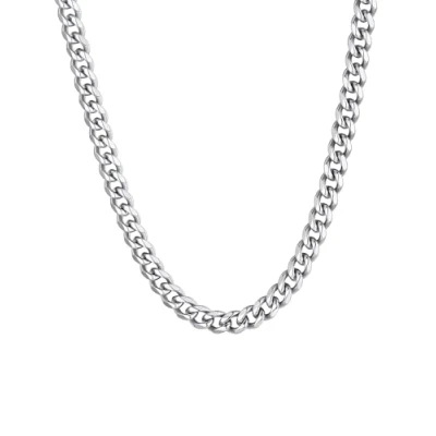 Immagine di ChainsHouse Collana Argento Uomo Accaio Inossidabile Hiphop Punk Catena Cubana Ragazzo Oro 18 Pollici 46 CM Larghezza 6MM