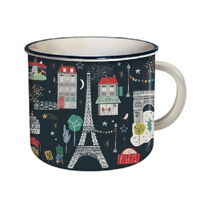 Immagine di KIUB Tazza Paris Tour Eiffel Motivo tutti i simboli di Parigi e Francia vista notturna materiale porcellana fine capacità 420 ml