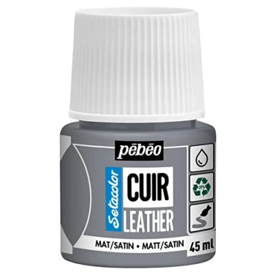 Immagine di Pébéo Setacolor pelle Vernice acrilica per e similpelle Personalizzazione di borse, scarpe, sneaker Resistente a graffi, pieghe abrasioni Finitura opaca/satinata Grigio cemento 45 ml