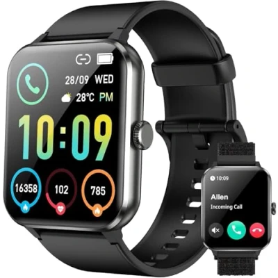Immagine di IOWODO Smartwatch Uomo Donna Più recente 2025, 1.85 Orologio Intelligente Chiamate Bluetooth Fitness, 24H Cardiofrequenzimetro/SpO2/Sonno/Contapassi, IP68 Fitness Calcolatori per Android iOS