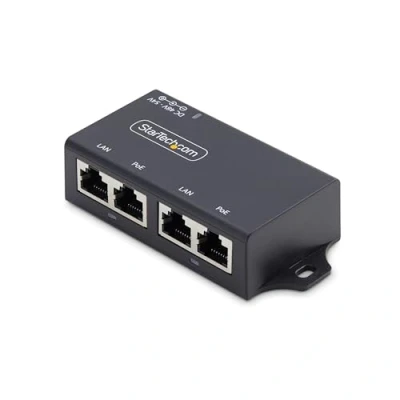 Immagine di StarTech.com Iniettore PoE+ Midspan a 2 Porte Gigabit, Adattatore 30W Power Over Ethernet 10/100/1000Mb, Installazione Muro